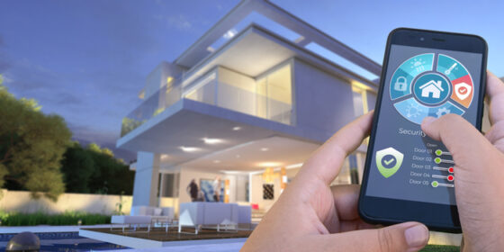 Luxurious modern smart house with home security and automation system