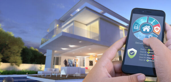 Luxurious modern smart house with home security and automation system